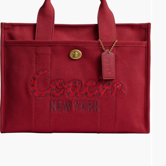 Coach Red  Medium Tote cargo Bag NY - Picture 1 of 8